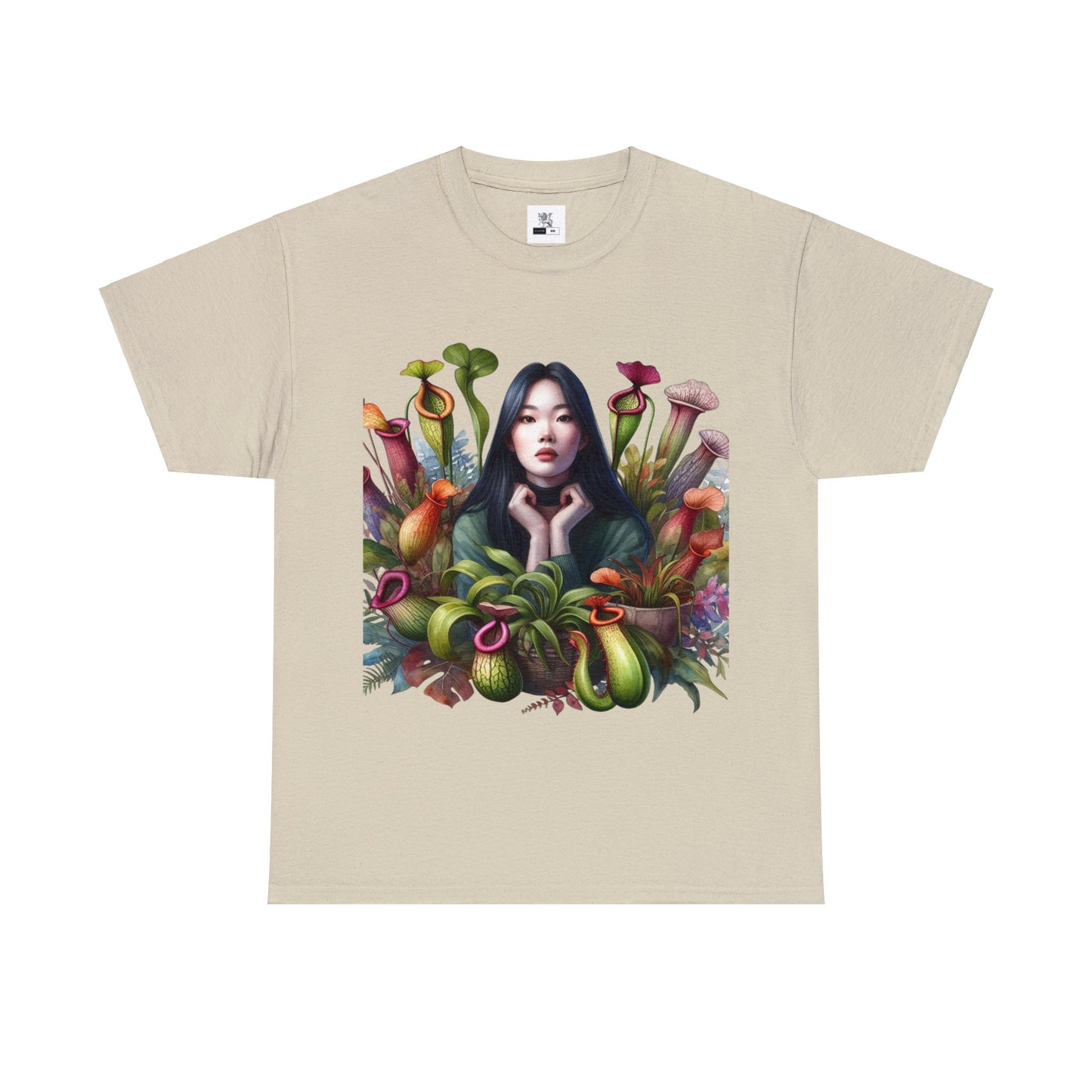 Moss Goddess in the Serene Wilds: Breathe Deep within the Tranquil Embrace of Predatory Greenery Unisex Heavy Cotton Tee