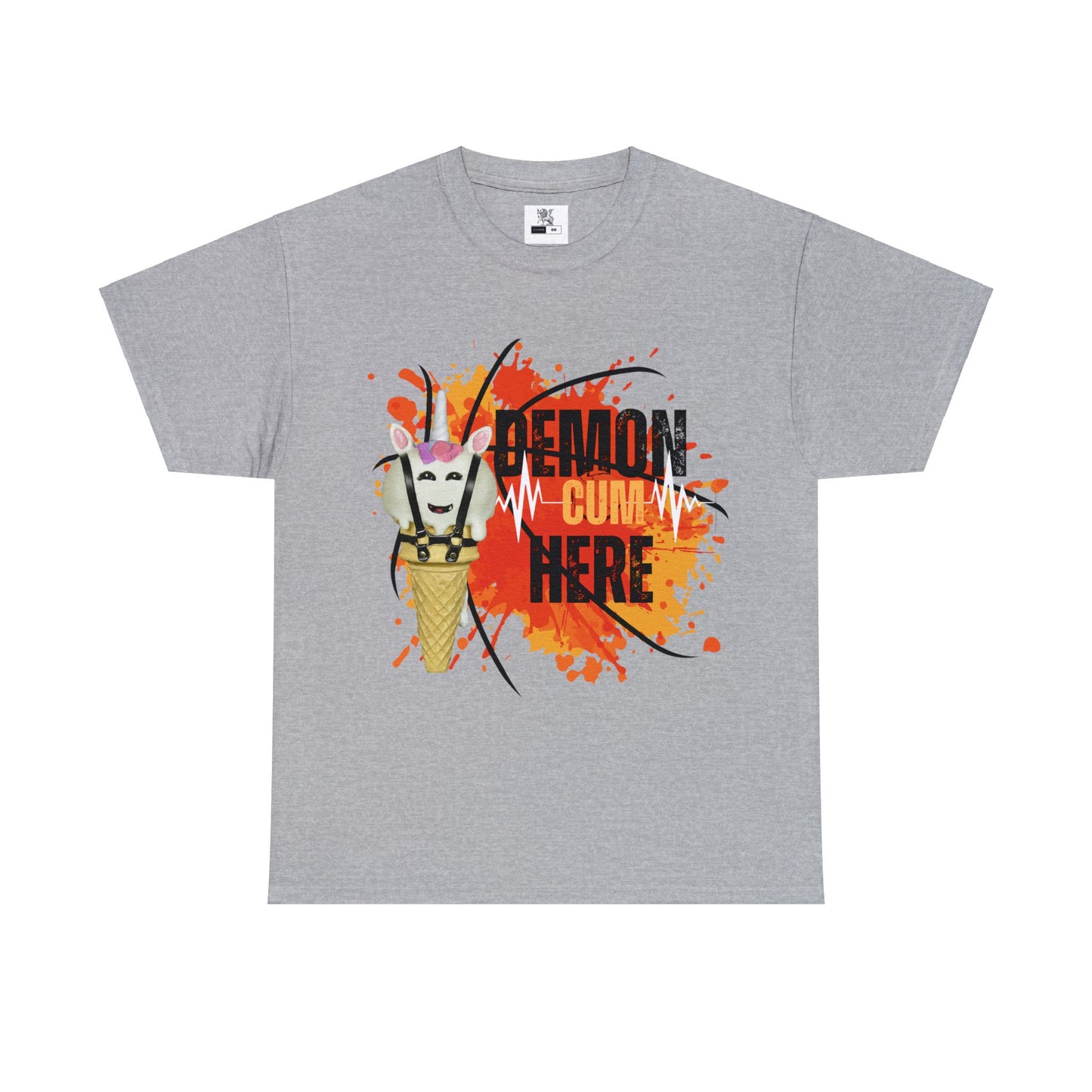 Demon Cum Here, Adult humor Unisex Heavy Cotton Tee