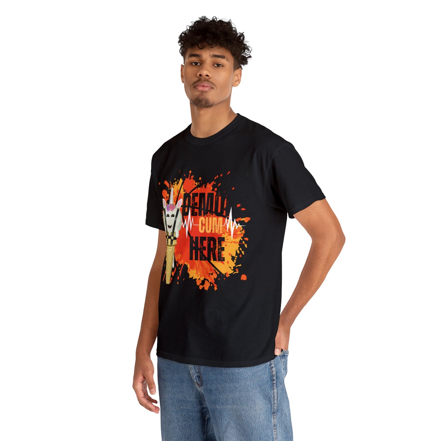 Demon Cum Here, Adult humor Unisex Heavy Cotton Tee