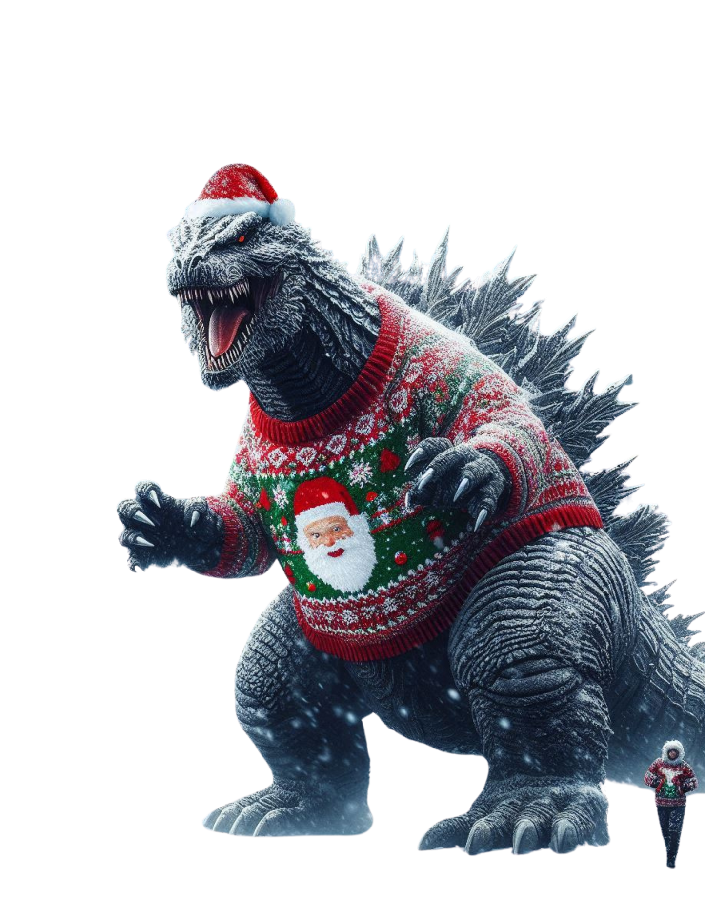 Godzilla Ugly Christmas Sweater, Holiday Sweatshirt, Festive Crewneck Jumper, Kaiju Xmas Pullover, Monster Movie Apparel
