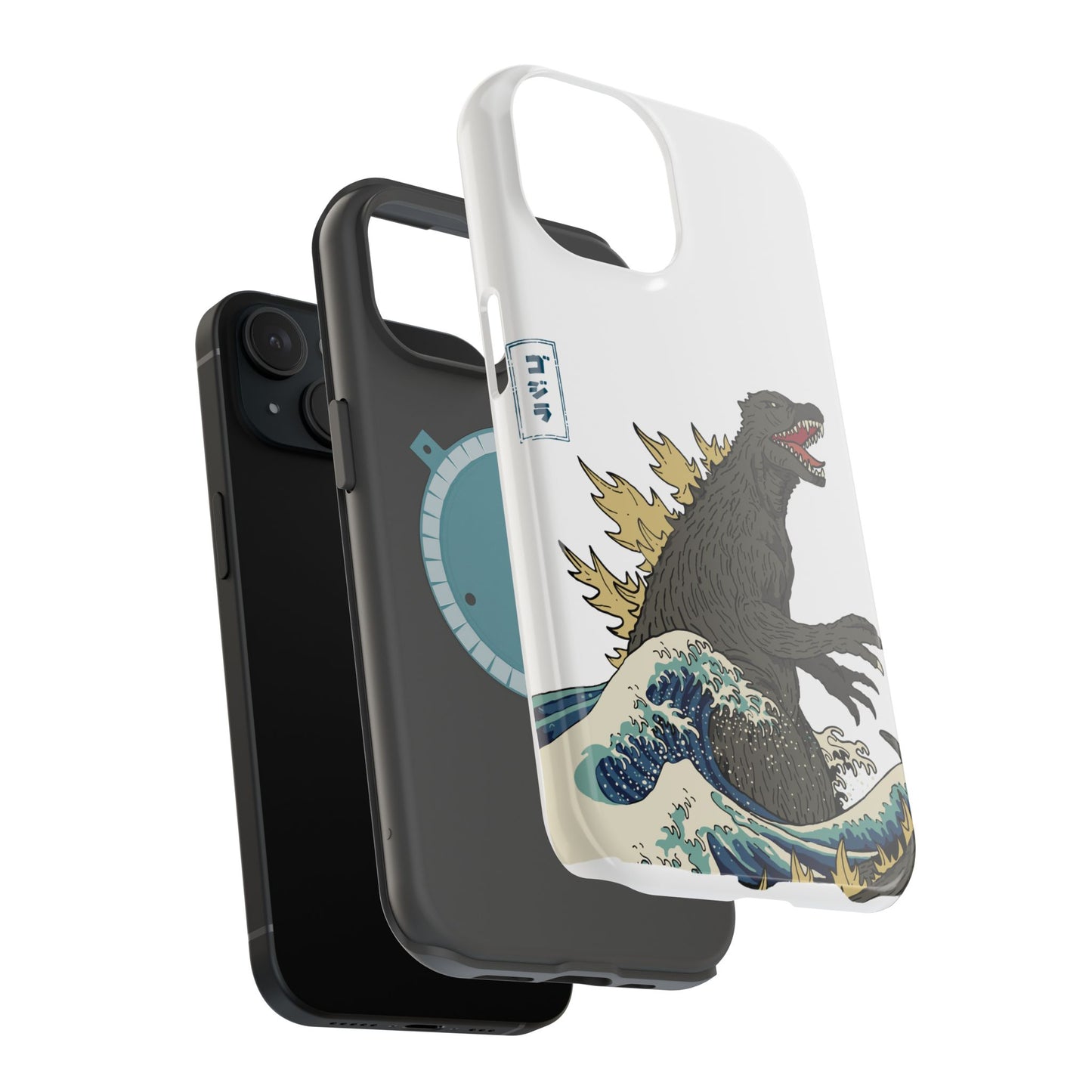 Magnetic Tough Cases, Godzilla Japanese Wave Phone Case, Tough Phone Cover, Monster Cell Phone Case, Durable Phone Case, Unique Phone Case