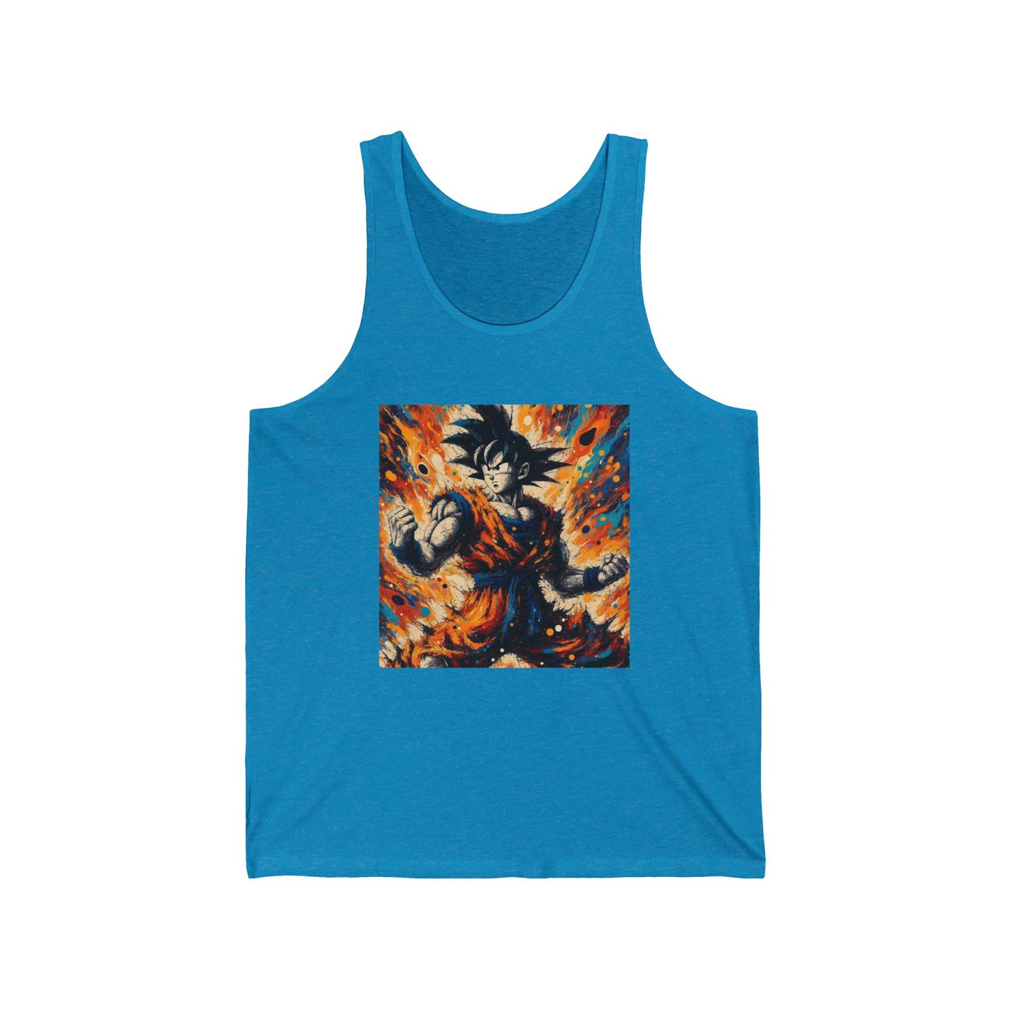 Goku Jackson Pollock Style Tank Top, Dragon Ball Z, Unisex Sleeveless Shirt, DBZ Anime Fan Gift, Workout Apparel