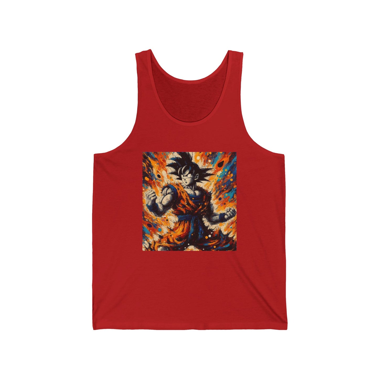 Goku Jackson Pollock Style Tank Top, Dragon Ball Z, Unisex Sleeveless Shirt, DBZ Anime Fan Gift, Workout Apparel