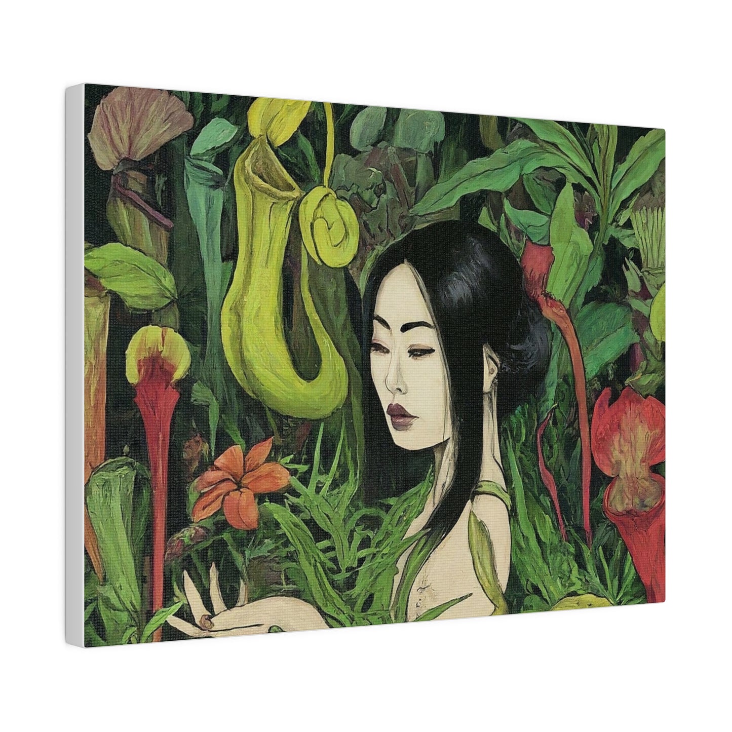 Moss Goddess Canvas: A Glitchy Art Masterpiece that Will Make You Fall in Love with Nature Stretched, 0.75"