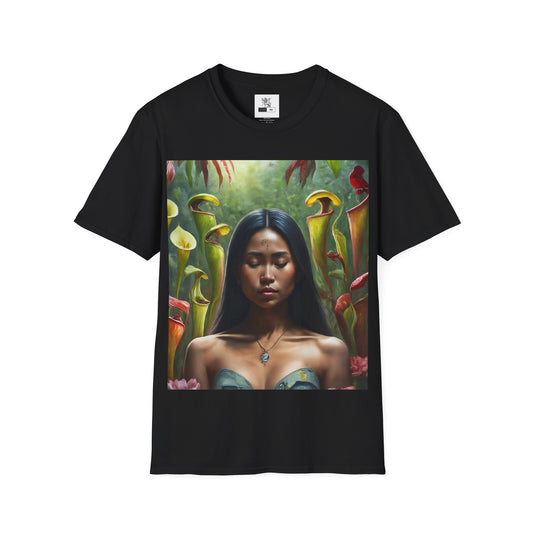 Moss Goddess in the Serene Wilds Breathe Deep in the Tranquil Embrace of Predatory Greenery  Unisex Softstyle T-Shirt