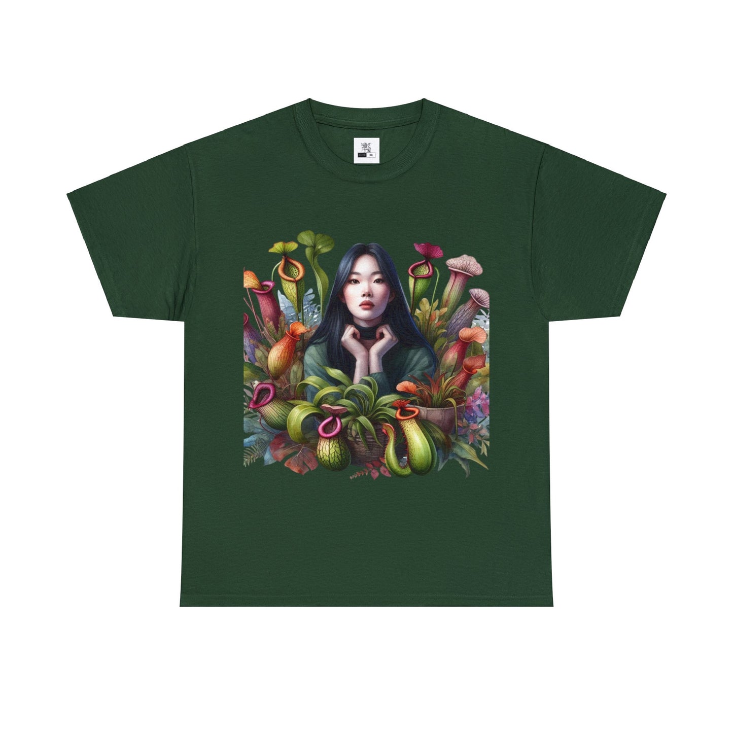 Moss Goddess in the Serene Wilds: Breathe Deep within the Tranquil Embrace of Predatory Greenery Unisex Heavy Cotton Tee