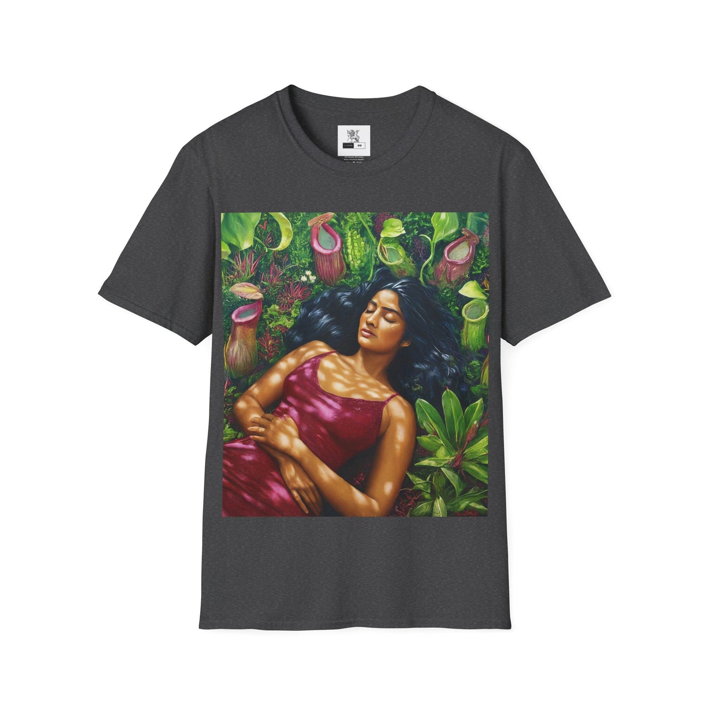 Moss Goddess the Moss Whisperer Where Verdant Calm Meets Stealthy Bite Unisex Softstyle T-Shirt