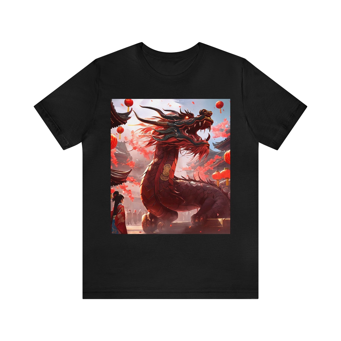 Chinese Zodiac Dragon Tee - Unisex Jersey Cotton T-Shirt for Chinese New Year 2024 - Crew Neck Cyberpunk Style Decoration