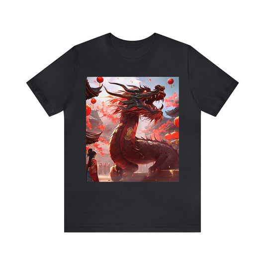 Chinese Zodiac Dragon Tee - Unisex Jersey Cotton T-Shirt for Chinese New Year 2024 - Crew Neck Cyberpunk Style Decoration