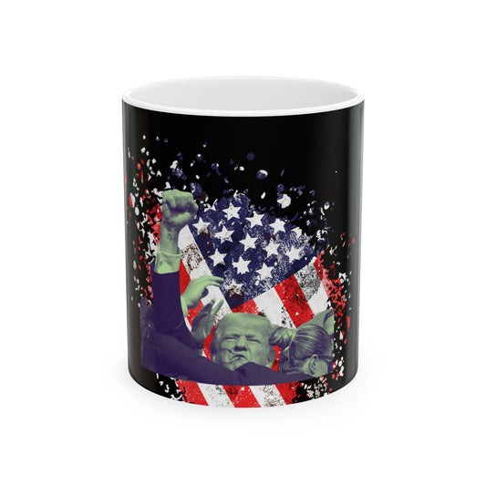 Defiant Leader Ceramic Mug | Patriotic 2024 Campaign Drinkware | Conservative Political Memorabilia | Presidential Candidate Supporter Gift