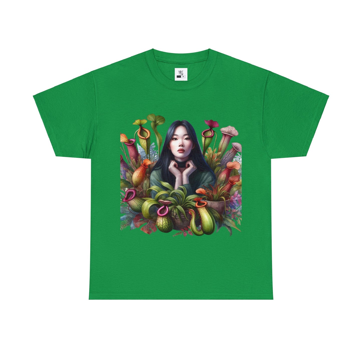 Moss Goddess in the Serene Wilds: Breathe Deep within the Tranquil Embrace of Predatory Greenery Unisex Heavy Cotton Tee