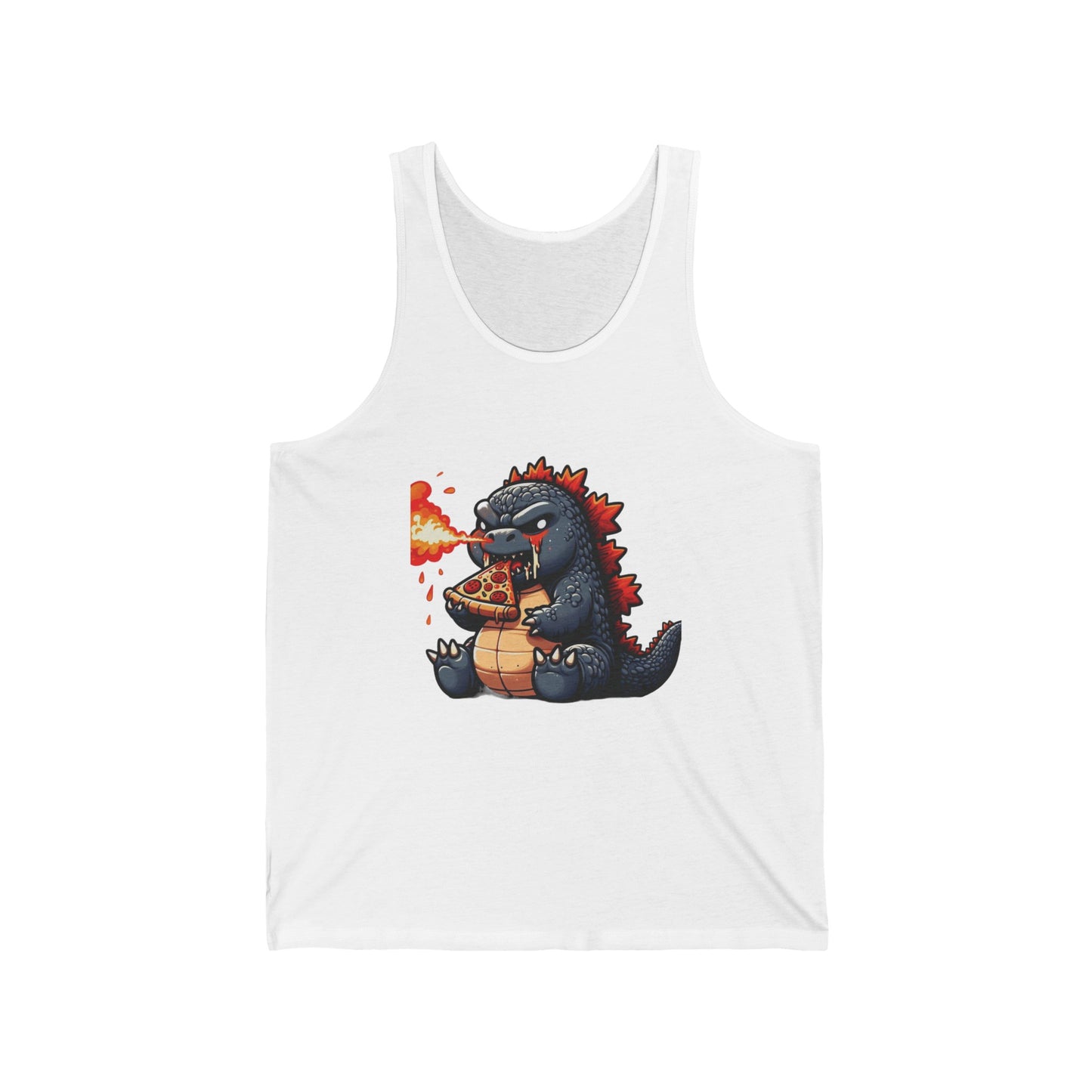 Godzilla Pizza Lover Tank Top | Unisex Kaiju Movie Inspired Graphic Tee | Godzilla x Kong New Empire Fan Apparel