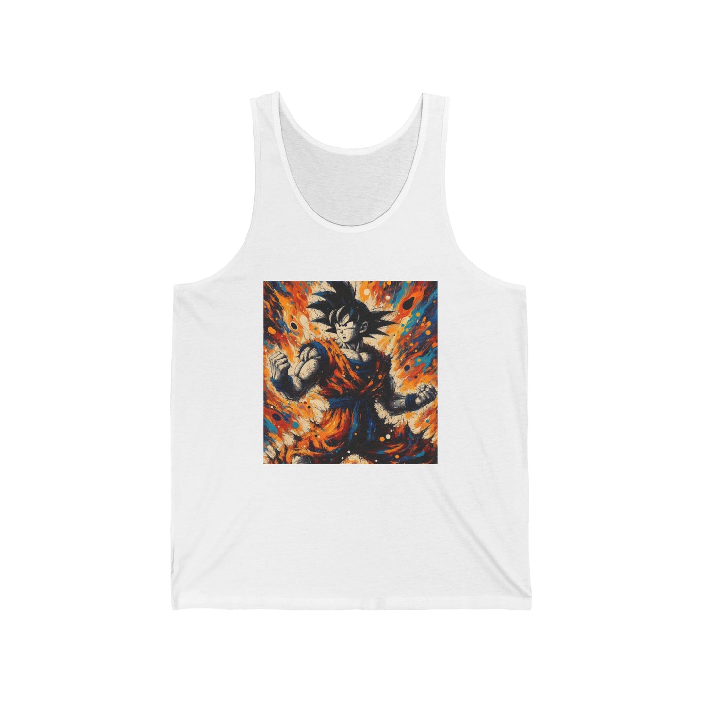 Goku Jackson Pollock Style Tank Top, Dragon Ball Z, Unisex Sleeveless Shirt, DBZ Anime Fan Gift, Workout Apparel