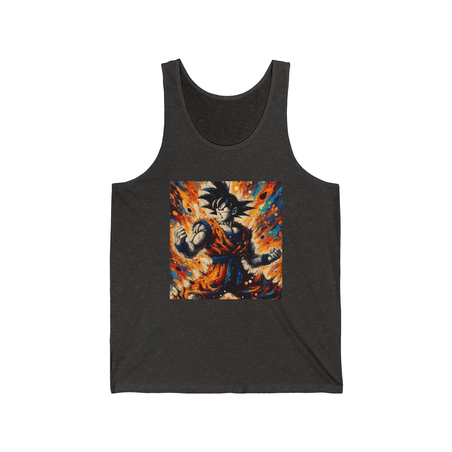 Goku Jackson Pollock Style Tank Top, Dragon Ball Z, Unisex Sleeveless Shirt, DBZ Anime Fan Gift, Workout Apparel