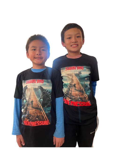 Sabiki Bros Pier Pressure fishing shirt w/ Godzilla Kids Heavy Cotton™ Tee