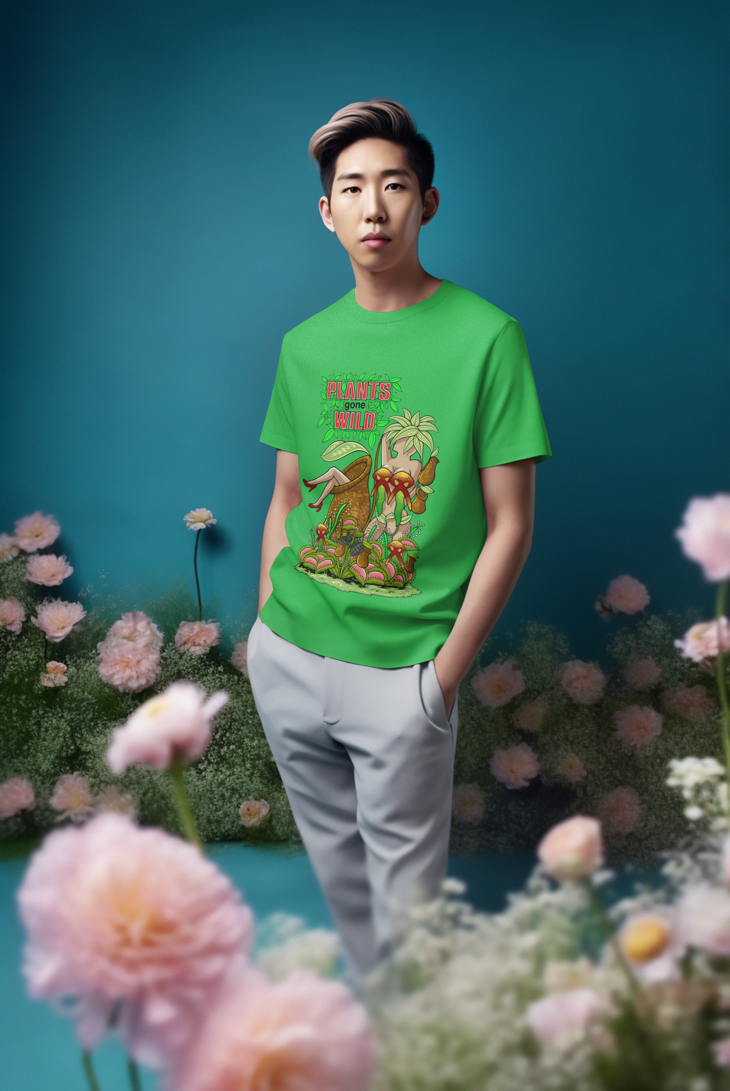 Seductive Flora Plants gone Wild, Carnivorous Plants unleashed with a voluptuous twist. Unisex Softstyle T-Shirt