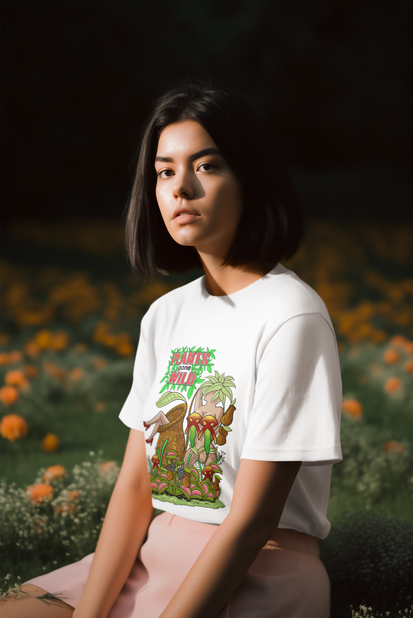 Seductive Flora Plants gone Wild, Carnivorous Plants unleashed with a voluptuous twist. Unisex Softstyle T-Shirt